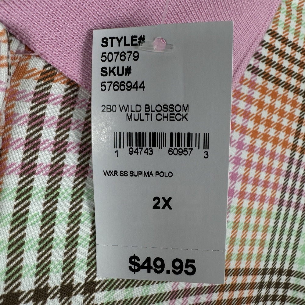 Lands' End Women's 2X Knit Short Sleeve Checker Supima Polo Shirt Top Multi NEW - Picture 6 of 11